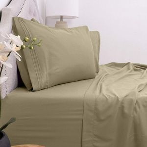 Super Soft 4 Piece Bed Sheet Set Deep Pockets Sage